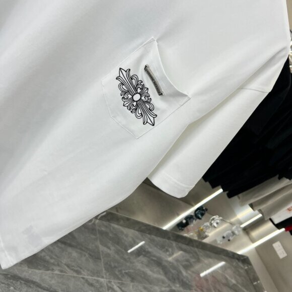 Chrome Hearts Big Horseshoe Couple's Casual Short Sleeve T-Shirt - White - Picture 8 of 8